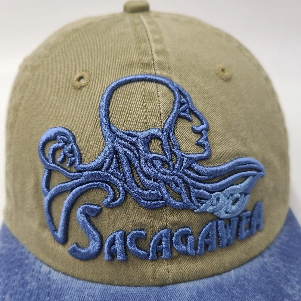 Sacagawea Hat Strapback (Fits Small)‎ Beige Blue Adjustable Lewis & Clark Casual